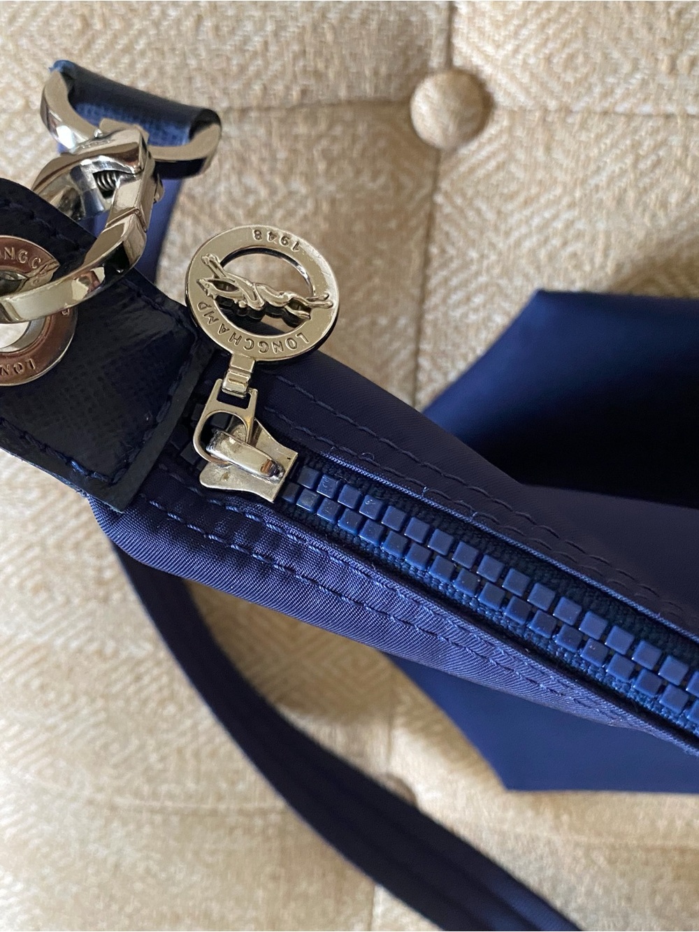 Longchamp Le Pliage Navy Blue 2 Two Way Handle Crossbody Nylon Bag Tote - Picture 7 of 15